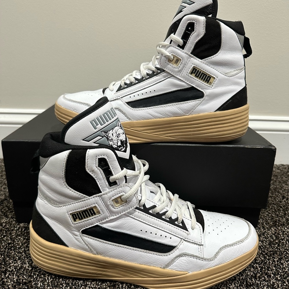 Puma x Rhude x Kuzma Mid White/Black Clyde all-Pro Sneaker